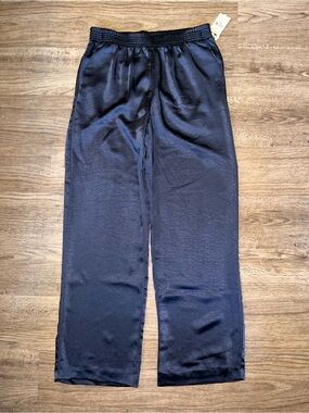 Black Tape_ Midnight Satin Wide-Leg Trousers